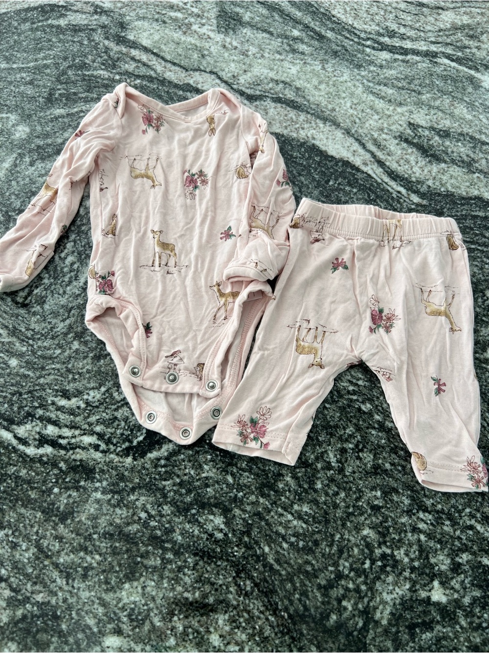 Baby Girls Pink Deer Print Matching Set